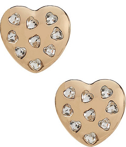 Natasha Accessories Puffy Crystal Heart Drop Earrings