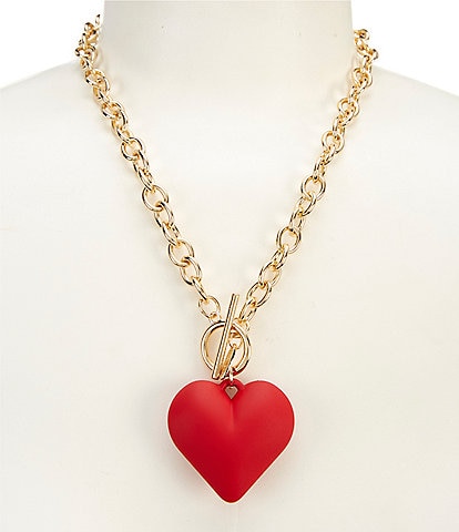 Natasha Accessories Puffy Matte Heart Statement Necklace