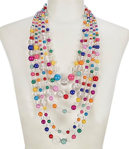 Natasha Accessories Rainbow Lorrie Long Multi-Strand Statement Necklace