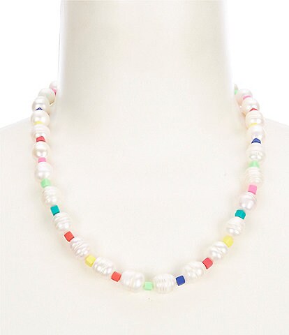 Natasha Accessories Rainbow Multi Bead and Stone Collar Necklace