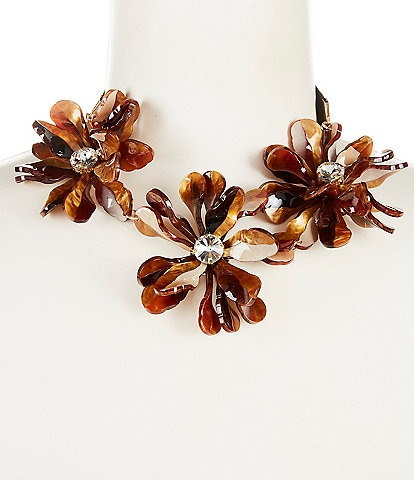 Natasha Accessories Resin Flower Statement Choker Necklace