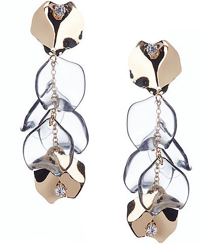 Natasha Accessories Resin Metal Petal Linear Earrings
