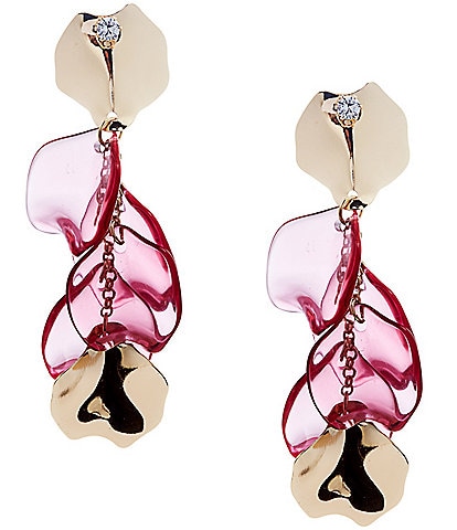 Natasha Accessories Resin Metal Petal Linear Earrings
