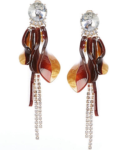 Natasha Accessories Resin Petal Crystal Statement Drop Earrings