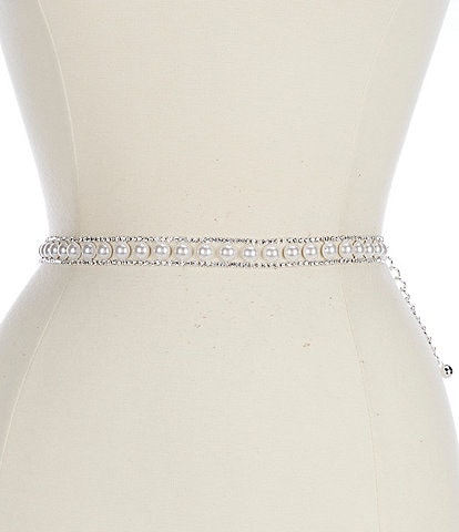 Natasha Accessories Rhinestone Pearl Belt