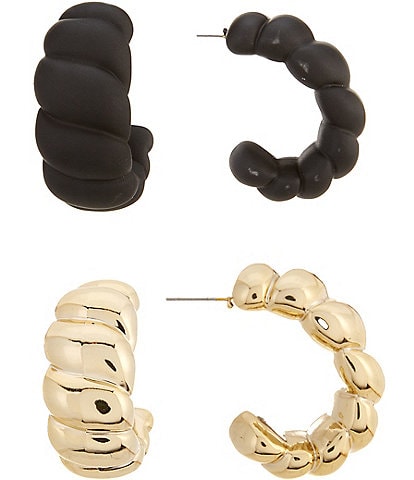 Natasha Accessories Ripple Hoop Earring Set