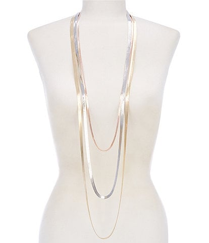 Natasha Accessories Snake Chain Long Multi Strand Necklace