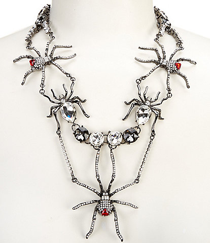 Natasha Accessories Spider Crystal Statement Necklace