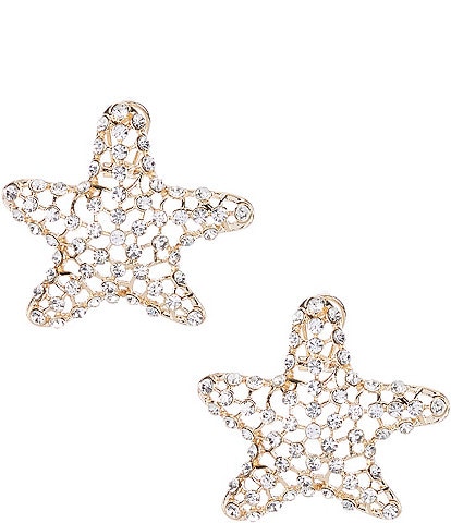Natasha Accessories Starfish XL Crystal Stud Earrings