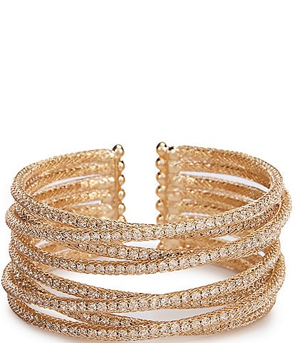 Natasha Accessories Stone Mesh Cuff Bracelet