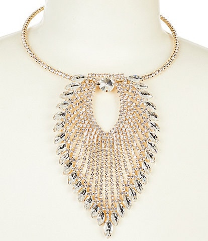 Natasha Accessories Stone Oval Collar Statement Necklace