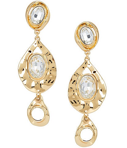 Natasha Accessories Stone Platter Teardrop Drop Statement Earrings