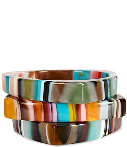 Natasha Accessories Stripe Resin Bangle Bracelet Set