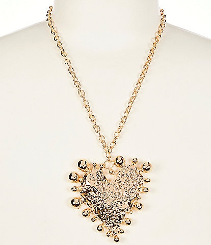Natasha Accessories Textured Heart Short Pendant Necklace