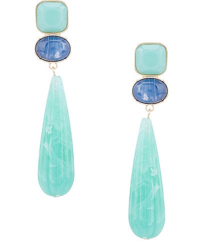 Natasha Accessories Turquoise Statement Drop Earrings