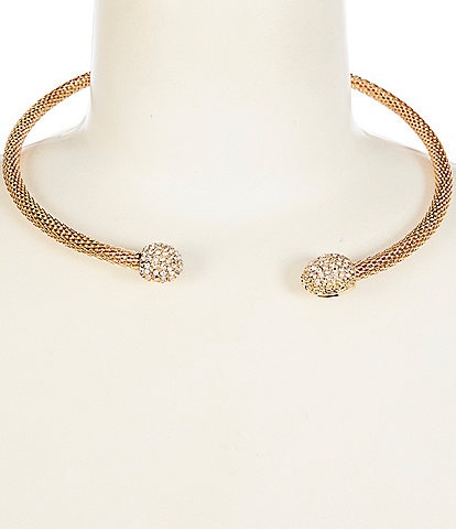 Natasha Accessories Two Tone Metal Choker Necklace