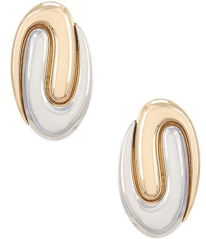 Natasha Accessories Two Tone Metal Swirl Stud Earrings