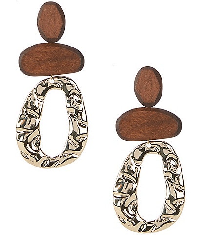 Natasha Accessories Wood Metal Orbital Drop Earrings