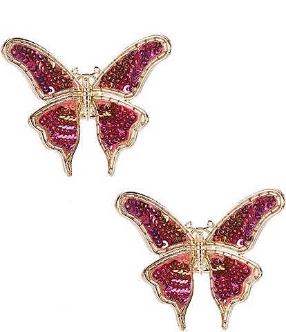 Natasha Accessories XL Sequin Butterfly Statement Drop Earrings