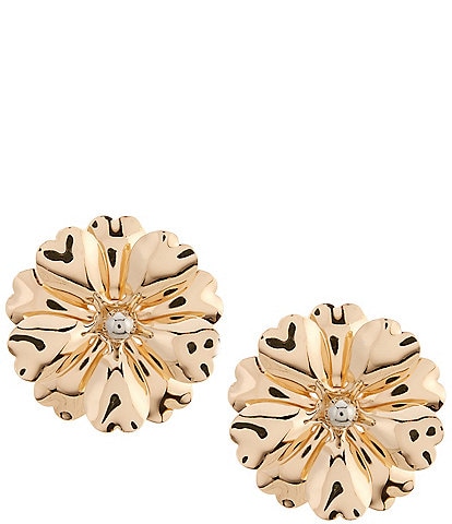 Natasha Accessories 3D Metal Flower Stud Earrings