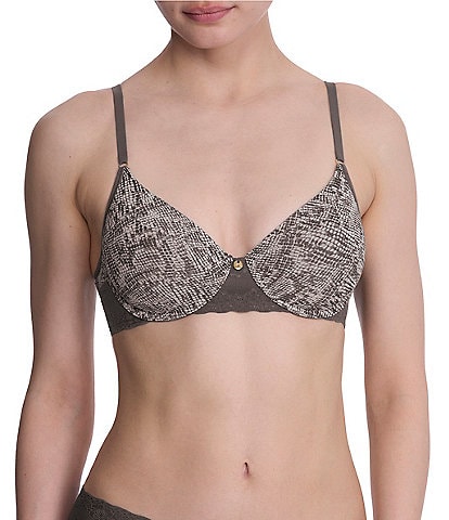 Natori Bliss Perfection Contour Underwire Lace Trim Chrome Python Printed T-Shirt Bra