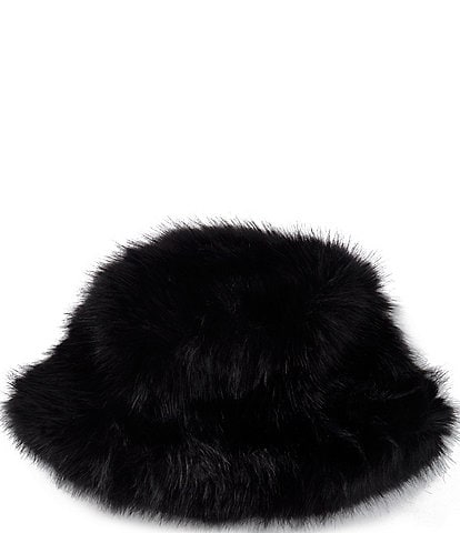 Natori Faux Fur Solid Wide Brim Bucket Hat