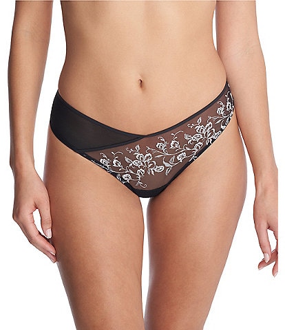 Natori Flawless Sheer Lace Embroidered Thong Panty