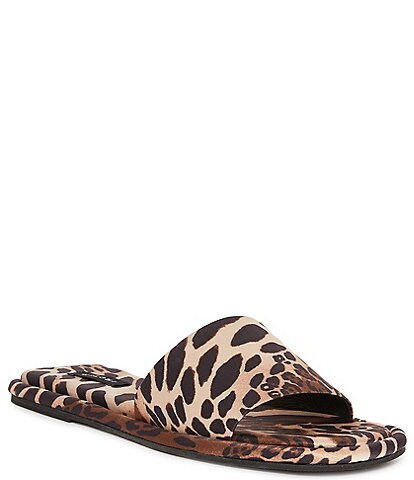 Natori Radial Leopard Printed Fabric Sandal Slippers