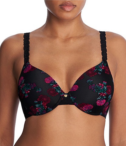 Natori Pure Luxe Floral Print Seamless Full-Busted Underwire U-Back Contour T-Shirt Bra
