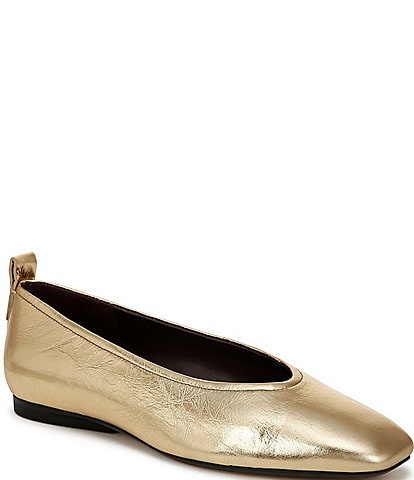 Naturalizer 27 EDIT Carla Crinkle Leather Square Toe Ballet Flats