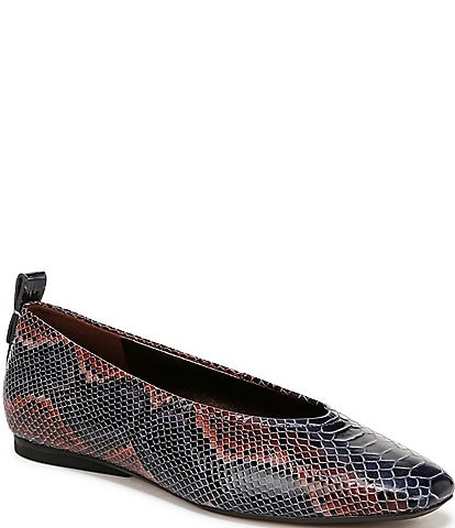 Naturalizer 27 EDIT Carla Snake Print Leather Square Toe Casual Ballet Flats