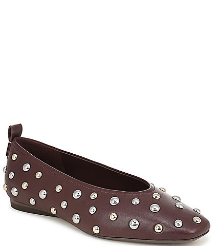 Naturalizer 27 EDIT Carla Stud Leather Square Toe Ballet Flats