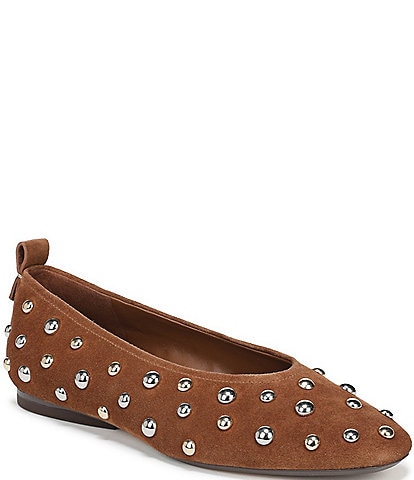 Naturalizer 27 EDIT Carla Stud Suede Square Toe Ballet Flats