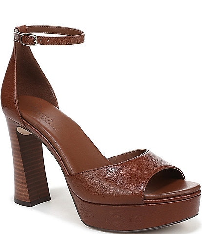 Naturalizer 27 EDIT Delphie Leather Ankle Strap Stack Heel Platform Dress Sandals