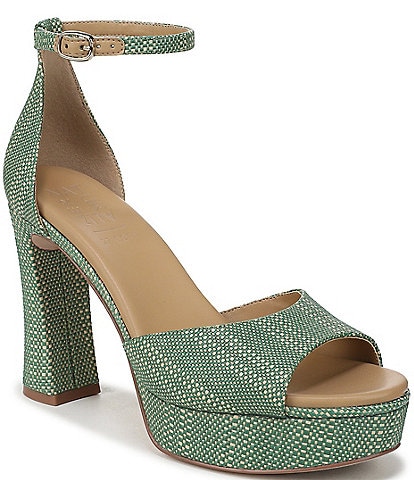 Naturalizer 27 EDIT Delphie Raffia Ankle Strap Stack Heel Platform Dress Sandals