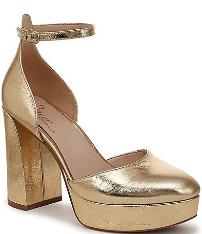 Naturalizer 27 EDIT Giovanna Metallic Leather Ankle Strap Platform Dress Pumps