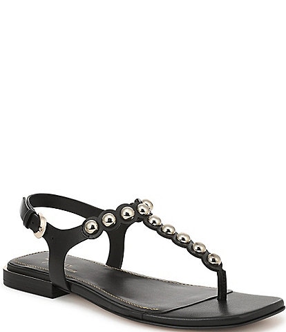 Naturalizer 27 EDIT Nara Textured Leather Studded Thong Flat Sandals