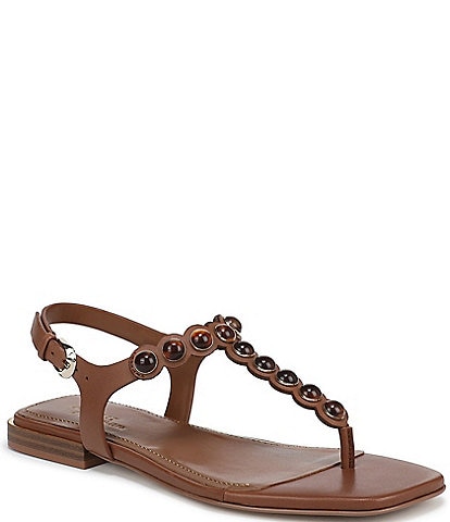 Naturalizer 27 EDIT Nara Textured Leather Dome Studded Thong Flat Sandals