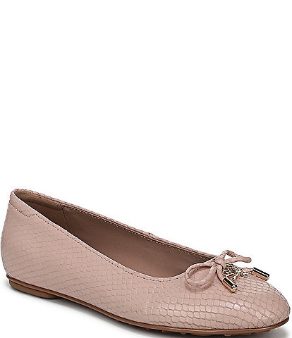 Naturalizer Ashlyn Snake Embossed Leather Bow Ballet Flats