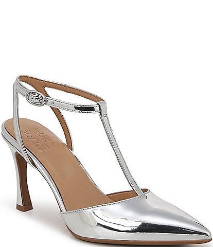 Naturalizer Astrid Metallic Pointed Toe T-Strap Dress Pumps