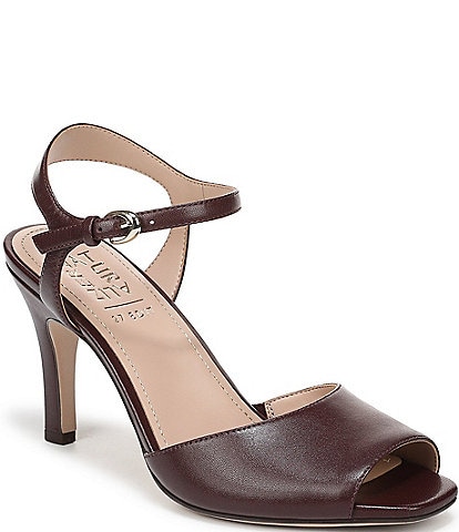 Naturalizer Autumn Leather Ankle Strap Peep Toe Dress Pumps