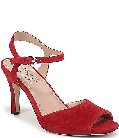 Naturalizer Autumn Suede Ankle Strap Peep Toe Dress Pumps