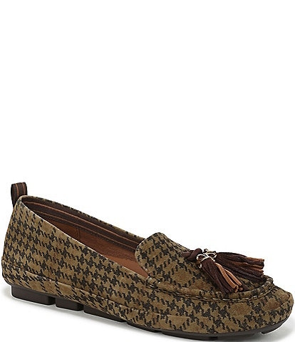Naturalizer Betsy Suede Houndstooth Tassel Driving Loafers