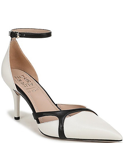  Bliss Leather Pointed Toe Ankle Strap Dress Pumps