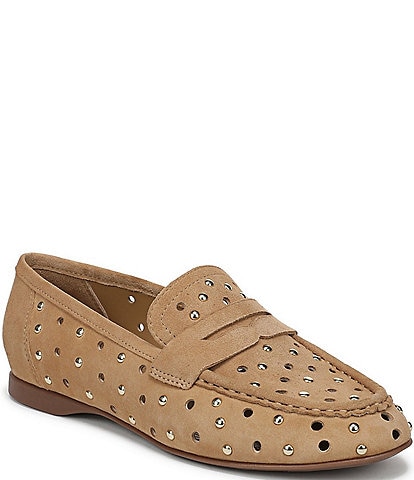 Naturalizer Bloom Perforated Suede Studded Penny Loafers