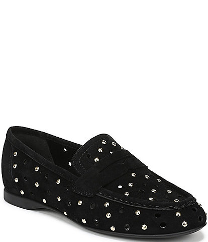Naturalizer Bloom Perforated Suede Studded Penny Loafers