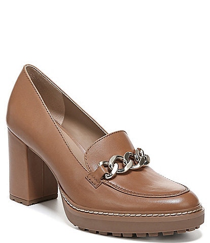 Naturalizer Callie Leather Chain Detail Lug Sole Moc Loafer Pumps