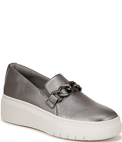 Naturalizer Daphne Leather Chain Strap Platform Slip-On Sneakers