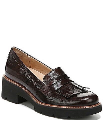 Naturalizer Darcy Patent Leather Lightweight Lug Sole Kilty Fringe Loafers