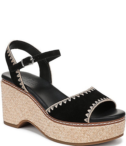 Naturalizer Della Suede Ankle Wrap Platform Wedge Sandals